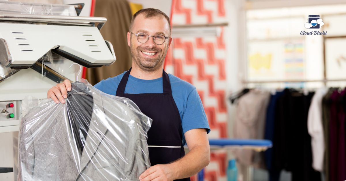 Designer suit maintenance and professional dry cleaning setup