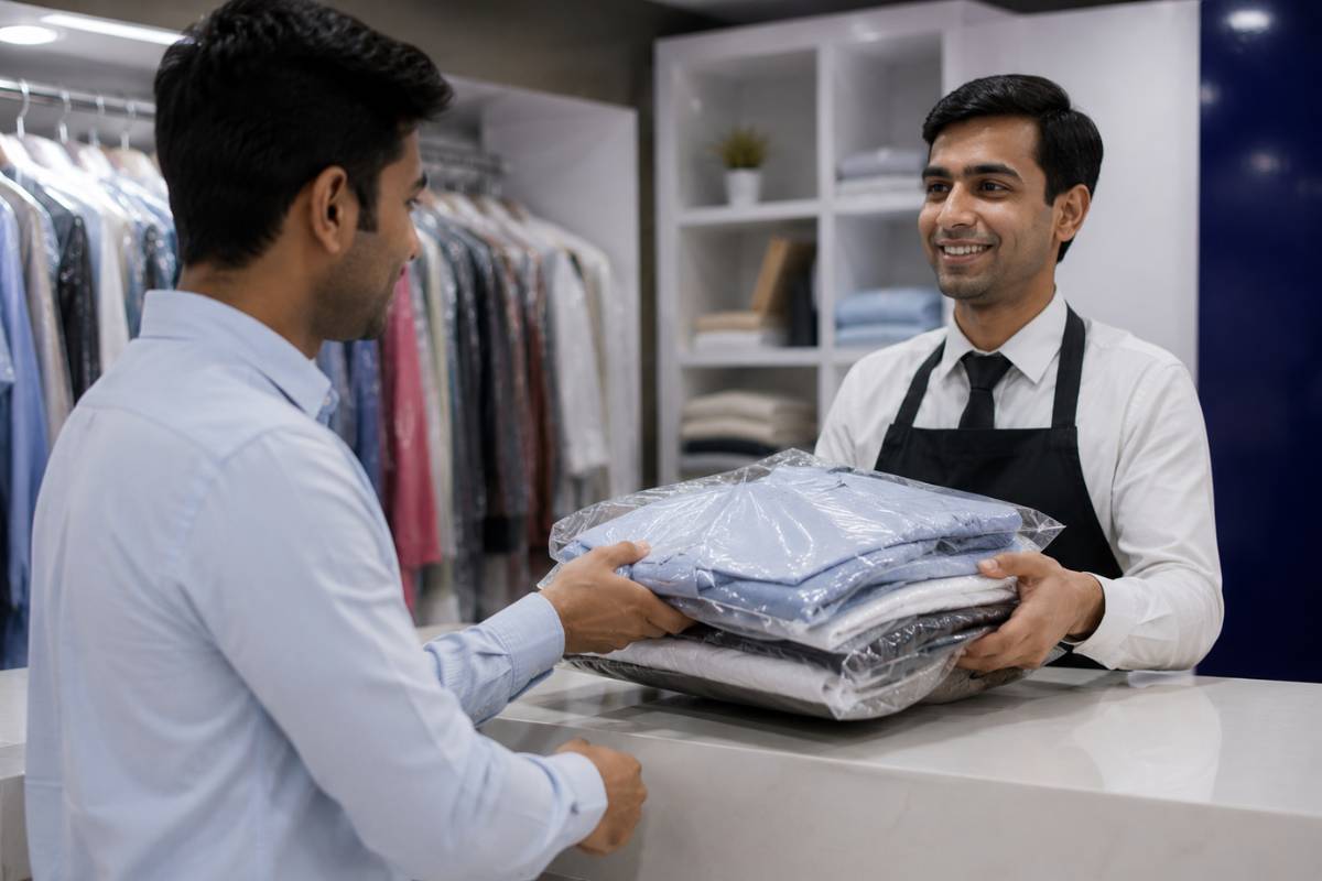 Modern dry cleaners in Delhi with price display for dry cleaning services