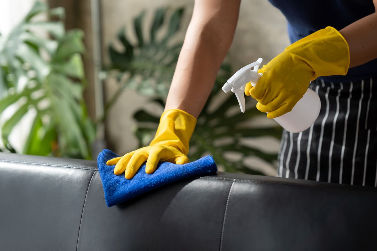 leather upholstery cleaning - Cloud Dhobi team at work