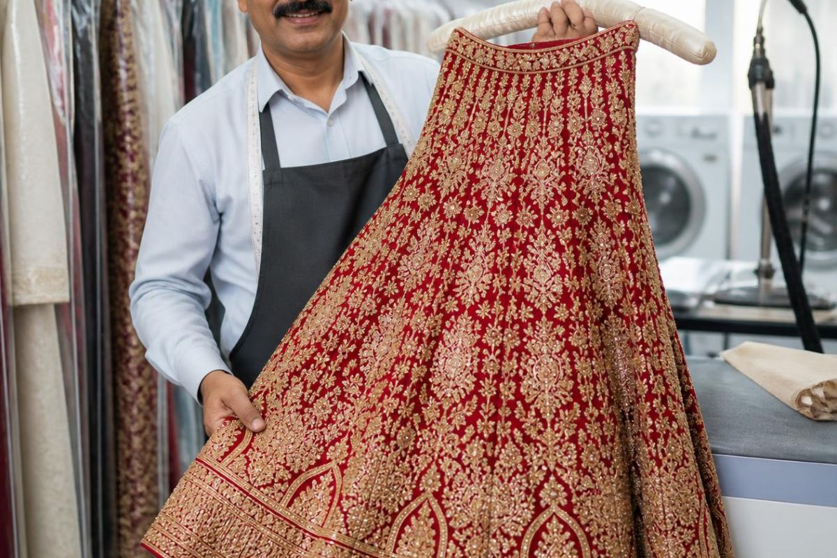 bridal lehenga dry cleaning in noida - Cloud Dhobi featured image