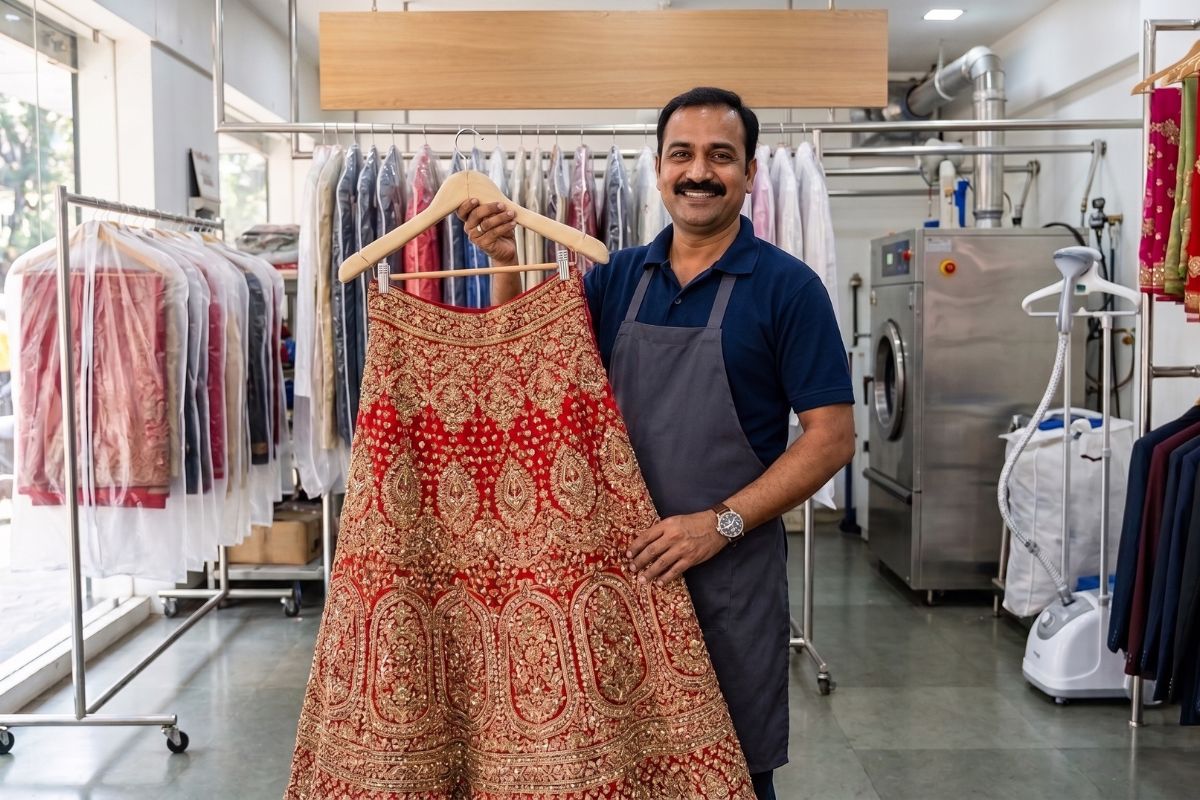 bridal wear care ghaziabad - Cloud Dhobi team at work
